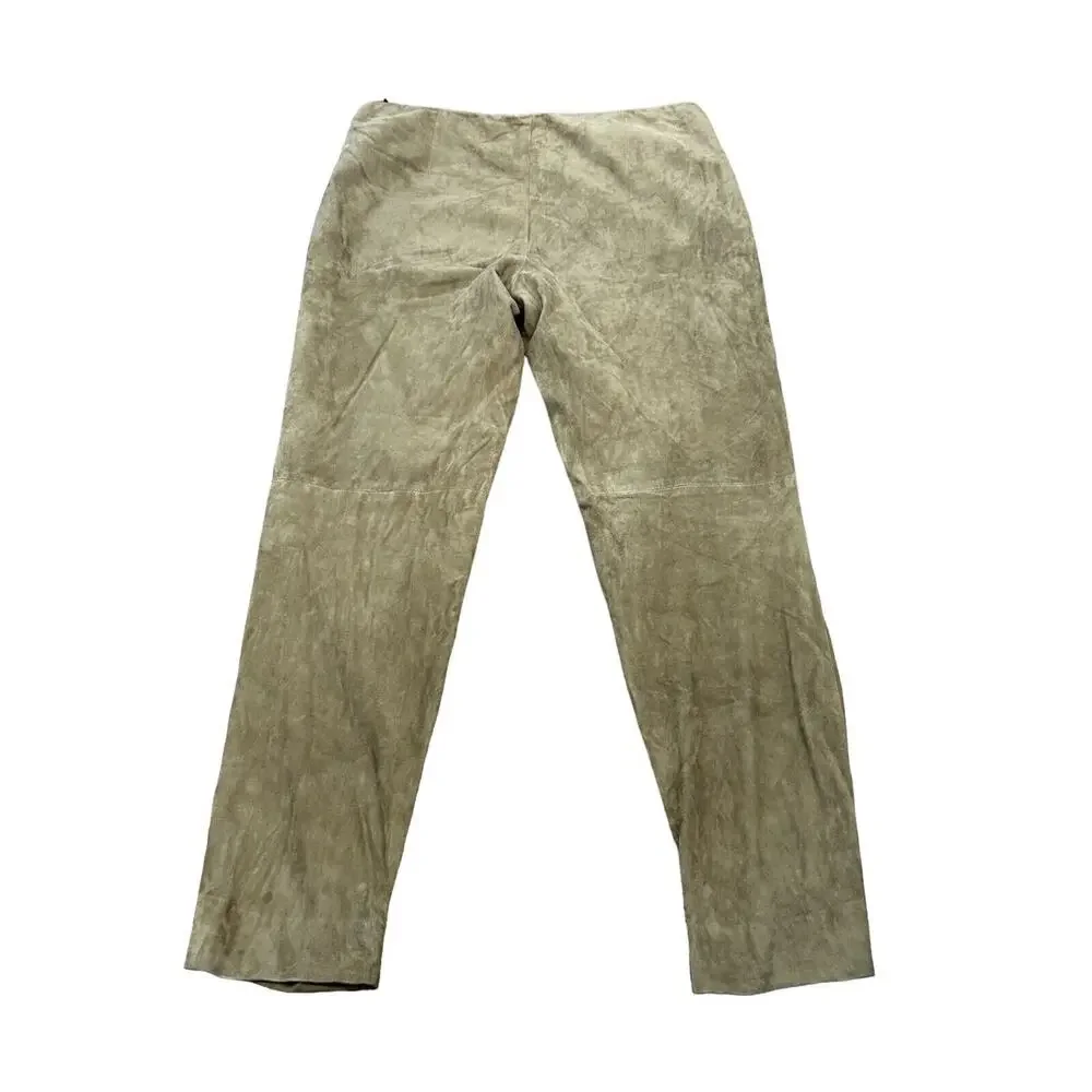 Ralph Lauren Pants Womens Size 8‎ Brown 100% Goat Suede Straight Leg Black Label